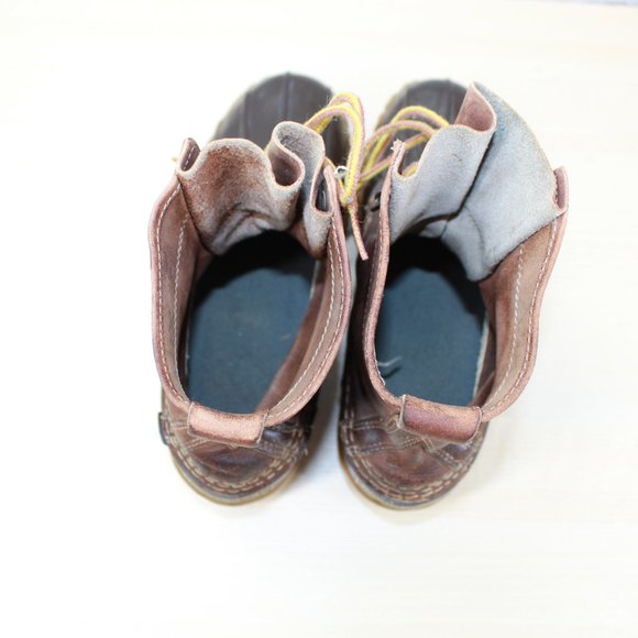 Vintage LL Bean Unlined Brown Leather Lace-up Duck Ankle Boots Size 6 M - Picture 6 of 9